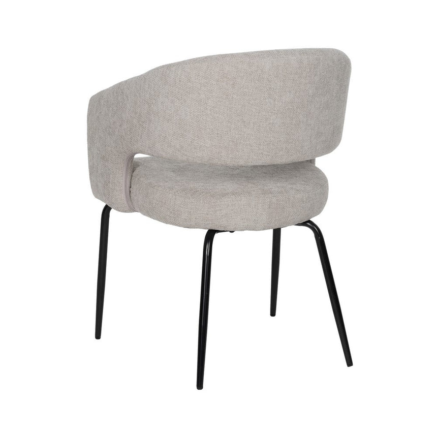 Silla IXIA 612599 tapizada gris con patas negras, vista posterior