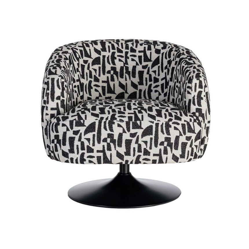 Sillón giratorio IXIA 616830 negro y blanco, vista frontal completa