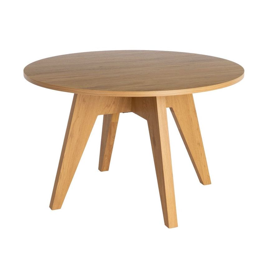Mesa de comedor IXIA 617063 redonda con cuatro patas y acabado efecto madera natural