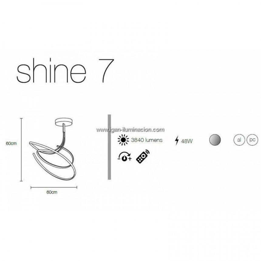 Lámpara Colgante LED MiMax Shine 7 Cromo 48W 3000K Regulable con Mando MIMSHINE7