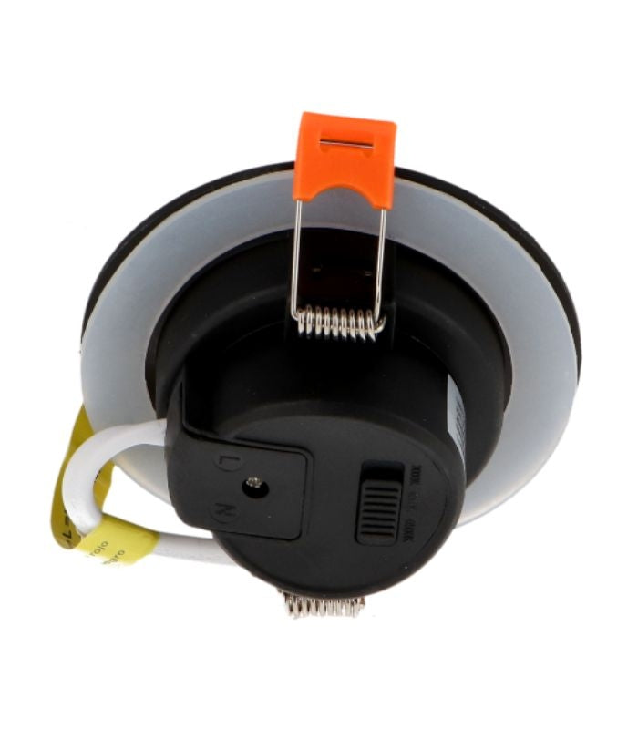 Vista posterior del downlight Aqua LM4166 negro con selector CCT