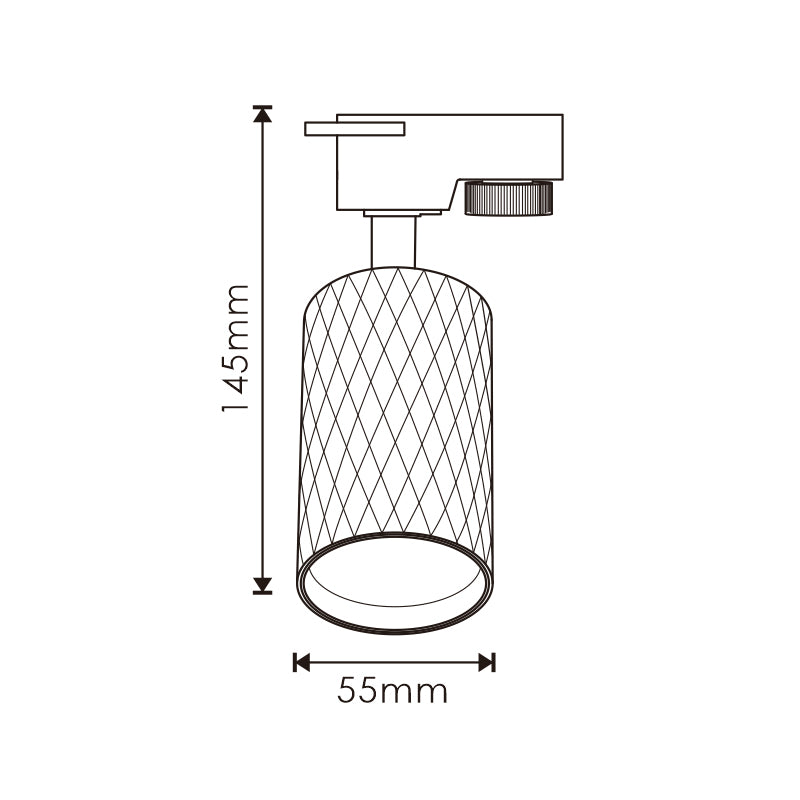 Foco de carril LEDME LM3191 Diamond, plano de medidas de 55 por 145 mm