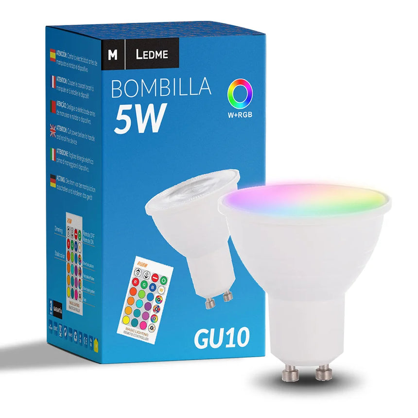 LEDME Bombilla LED Colours GU10 5W RGBW con Mando LM7142