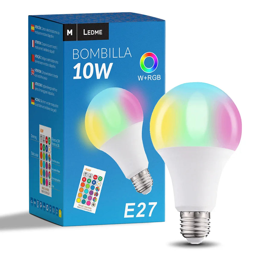 LEDME Bombilla LED Colours A60 E27 10W RGBW con Mando LM7143