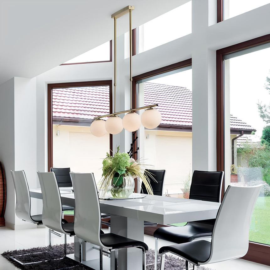 MDC RONDA Lámpara de techo colgante 4 luces con bola opal latón mate 577746101