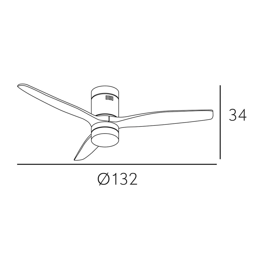 Fabrilamp Aguilón Fan 18w Dc Aguilon brown 3 Oak Blades 5 Speeds W/remote Timer 34x132 D 128291302