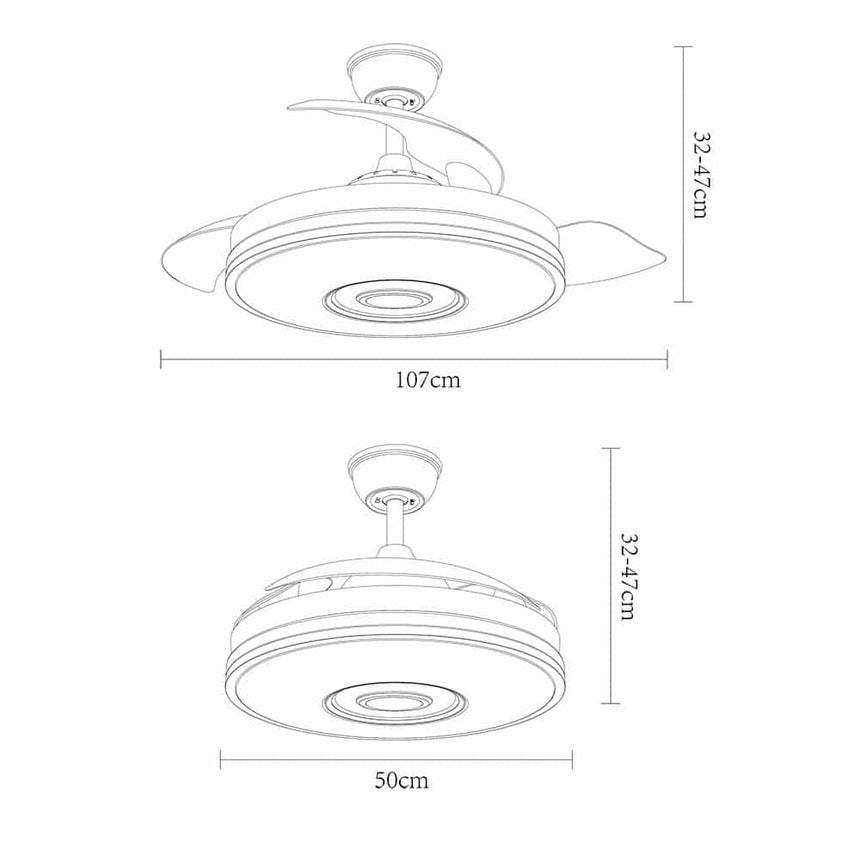 Fabrilamp Noto DC Fan 72w 6117lm Chrome 4asp.desp.108d 3 Colors+rgb Bluetooth, Remote, Memory and Speaker 165791420