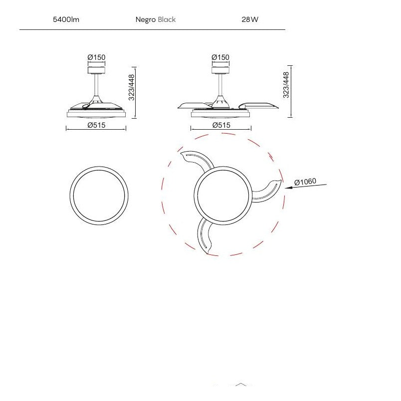 Medidas y dimensiones Mistral fan 8829 (mm)
