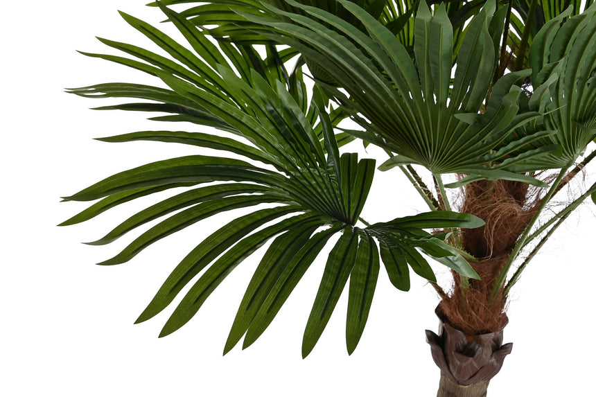 Detalle de las hojas verdes de la palmera artificial ITEM JA-200547