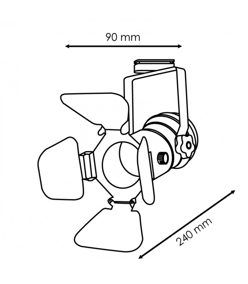 Plano de medidas del foco LEDME Movie LM4342 con cotas de 90 y240mm