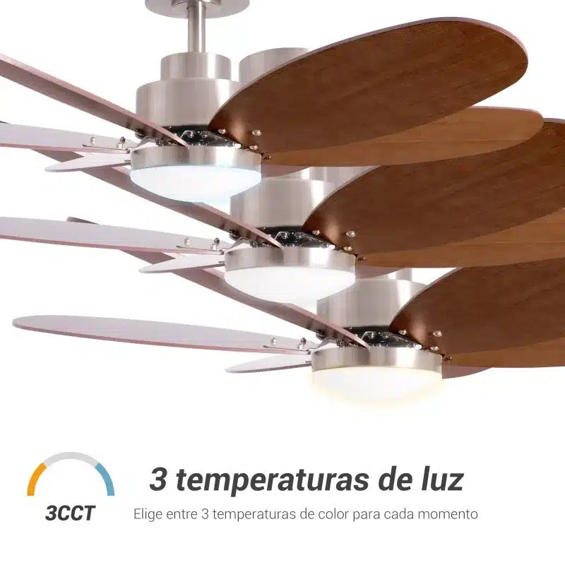 Sulion RAINBOW Ventilador de techo madera palas reversibles con luz 1694512