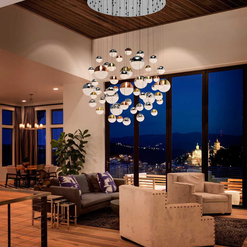 Schuller Sphere Lámpara de techo colgante LED 55 luces oro, bronce y cromo 794691B