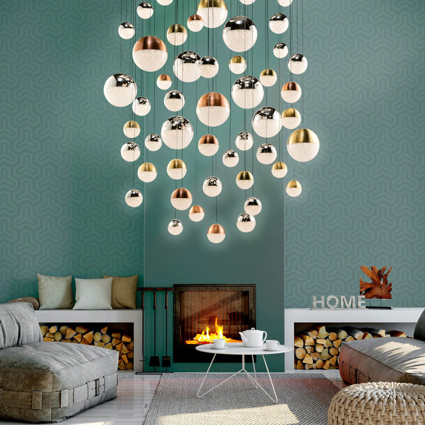 Schuller Sphere Lámpara de techo colgante LED 55 luces oro, bronce y cromo 794691B