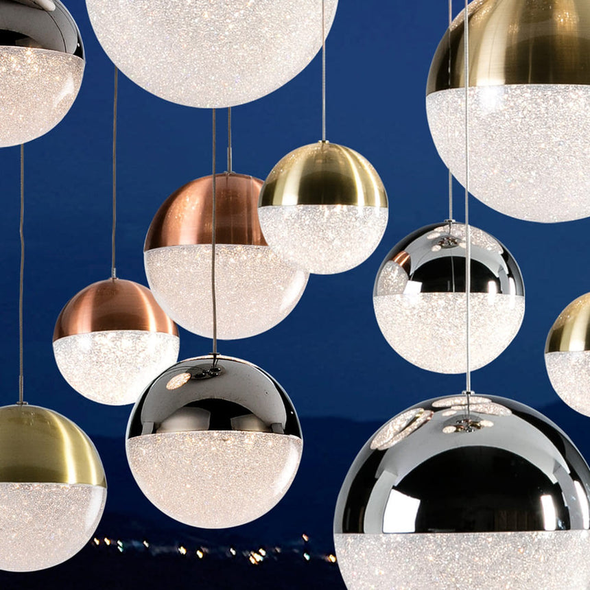 Schuller Sphere Lámpara de techo colgante LED 55 luces oro, bronce y cromo 794691B