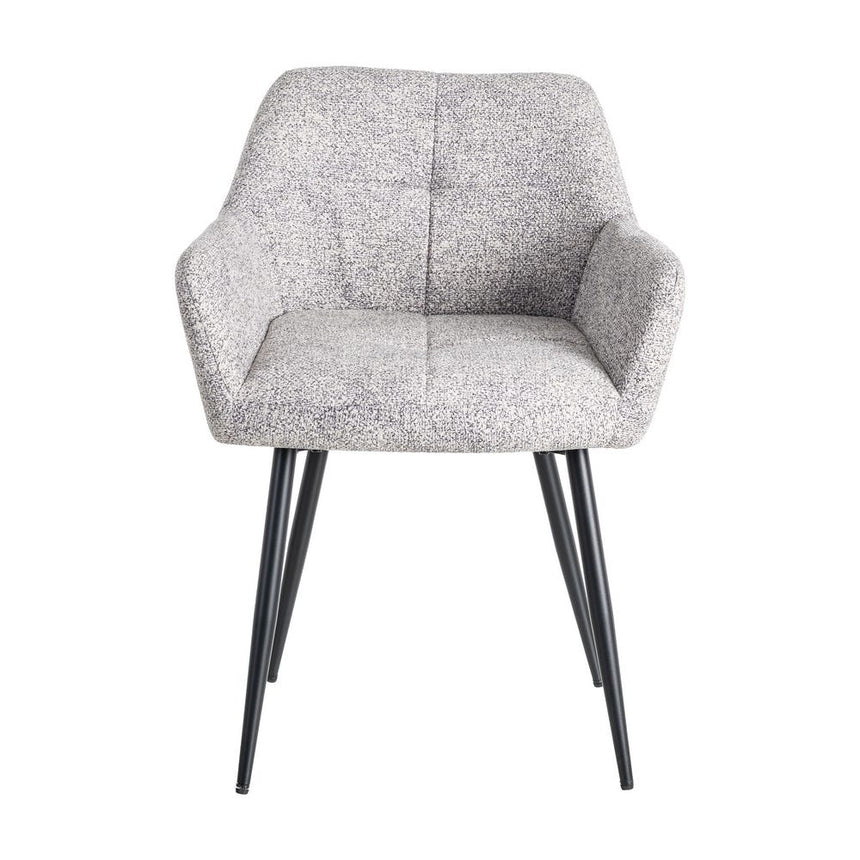 Silla IXIA 615419 tapizada jaspeado gris y blanco con brazos y patas negras, vista frontal