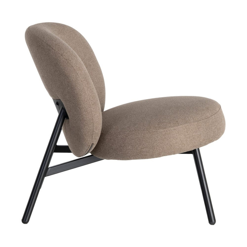 Sillón IXIA 617071 tapizado caqui con estructura metálica negra, vista lateral