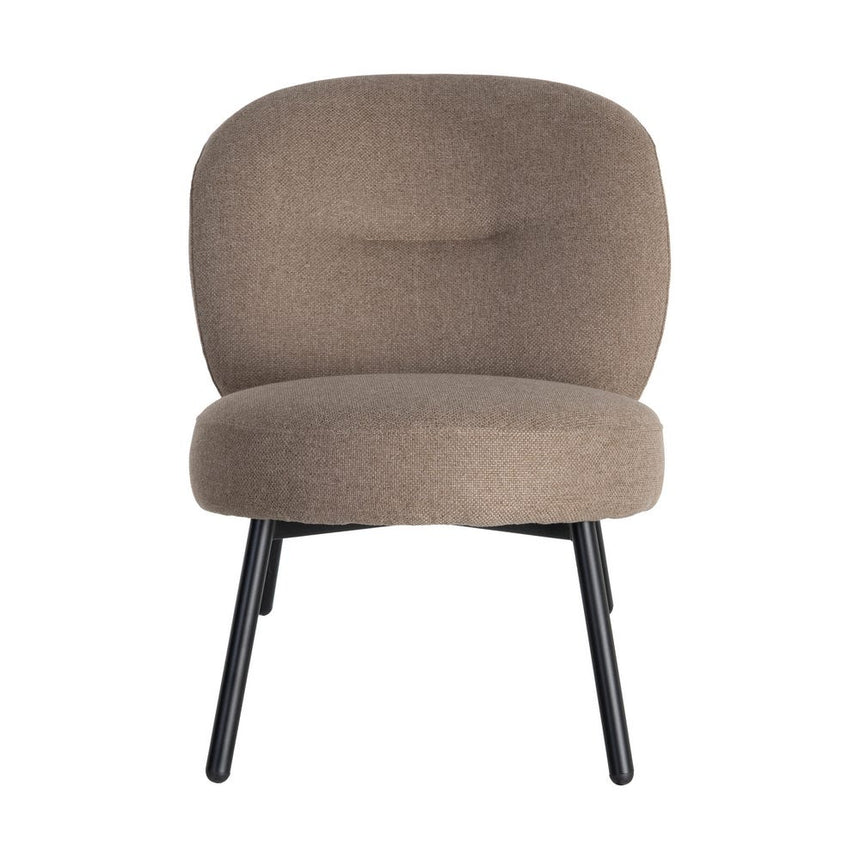 Sillón IXIA 617071 tapizado caqui con estructura metálica negra, vista frontal completa
