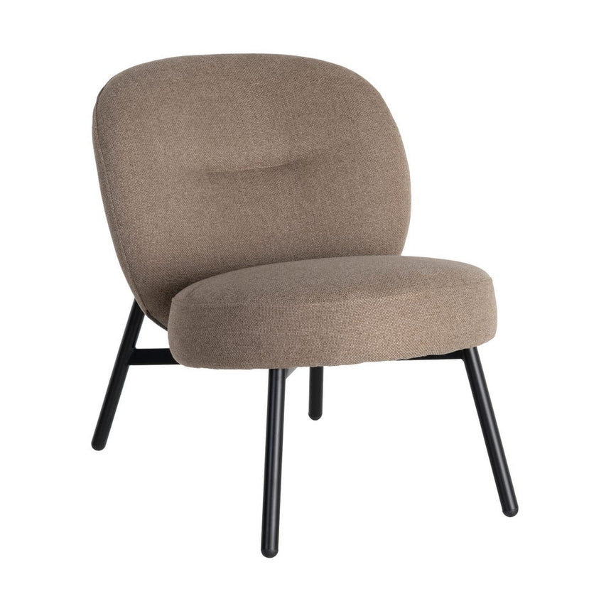 Sillón IXIA 617071 tapizado caqui con estructura metálica negra, vista completa en diagonal sobre fondo claro