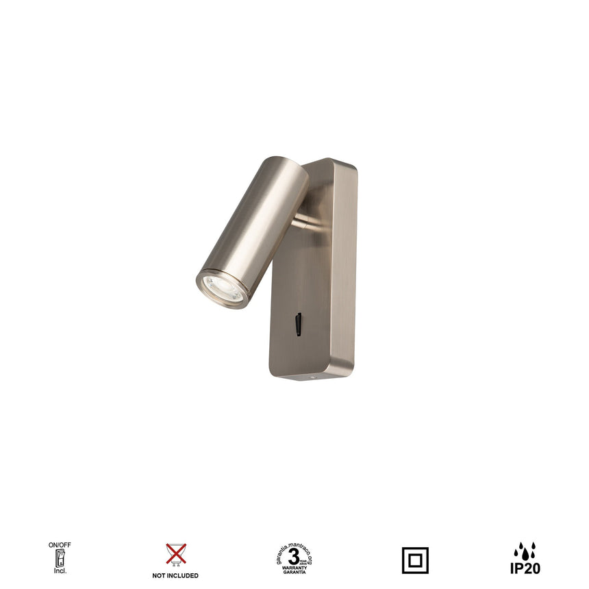 Aplique de pared lector Mantra Notte Mini GU10 níquel satinado 8875 - instalación