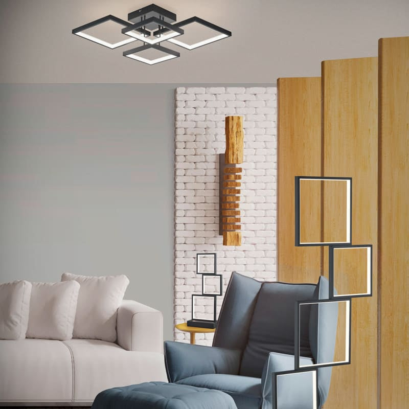 Trio Sorrento Plafón LED de metal negro mate 627710432