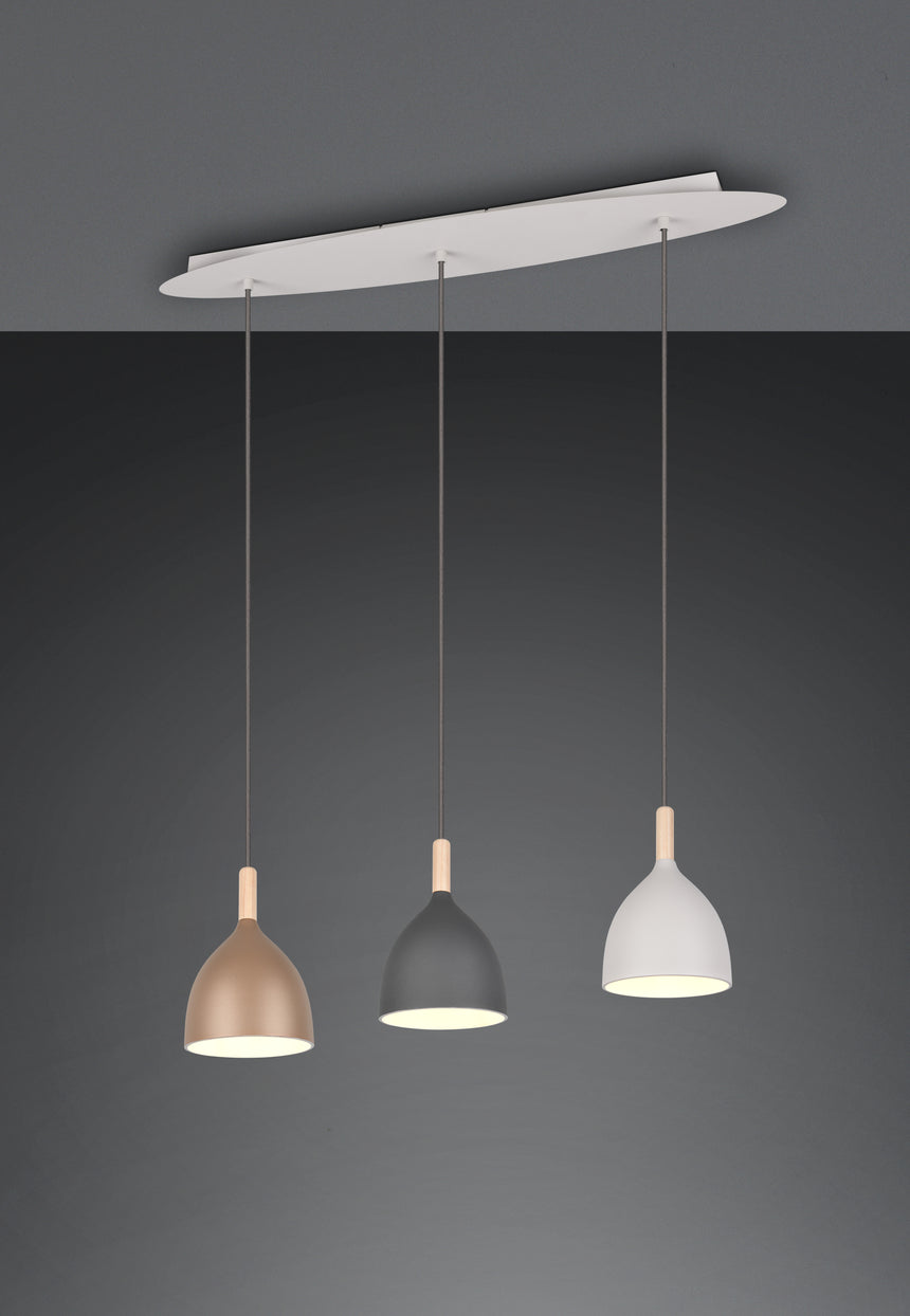 Trio Jerano 364500317, lámpara de techo colgante multicolor de 3 luces, fotografía oficial