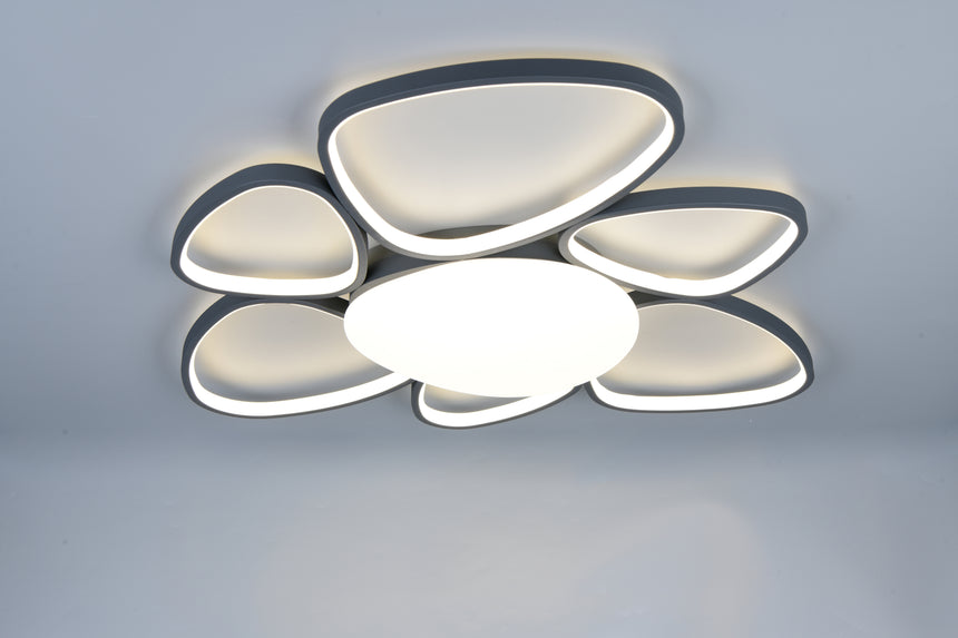 Trio Amelio 691910742 antracita encendido, vista completa con luz neutra