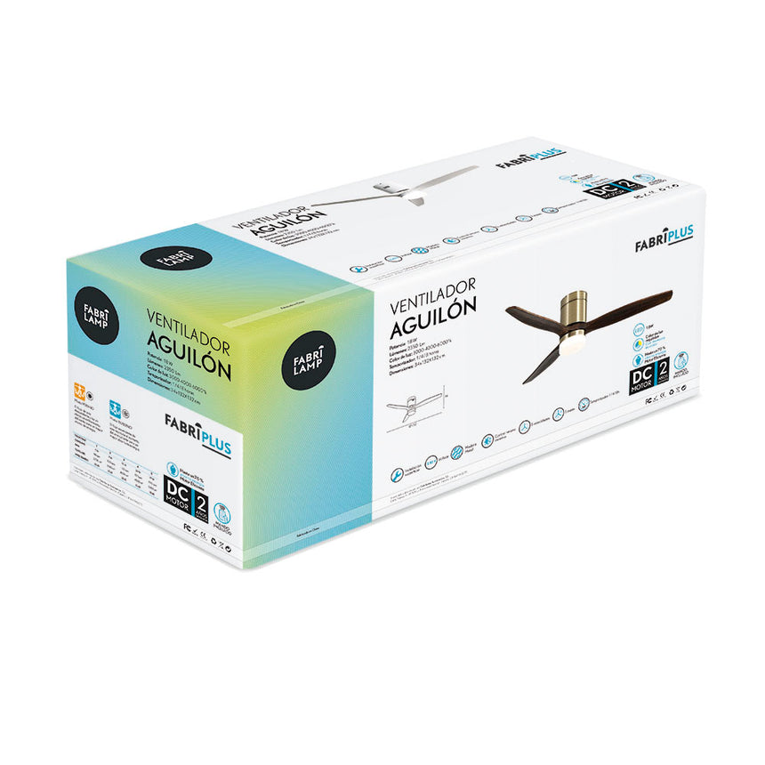 Ventilador de techo Fabrilamp Aguilón LED cuero roble 3 palas motor DC 3000-6000K Ø132cm 20W — vista 5