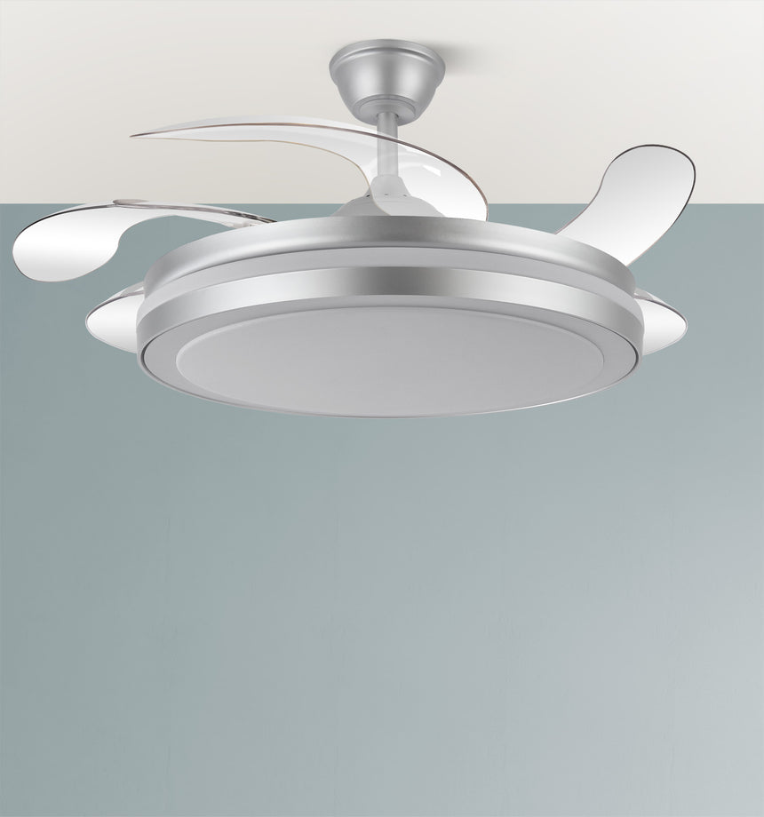 Ventilador de techo retráctil Fabrilamp Esparta LED plata 5 palas motor DC 3000-6000K Ø132cm 80W — vista 3