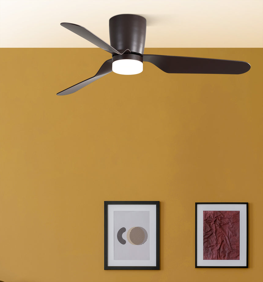Ventilador de techo Fabrilamp Kochi LED marrón 3 palas motor DC 3000-6000K Ø132cm 18W — vista 1