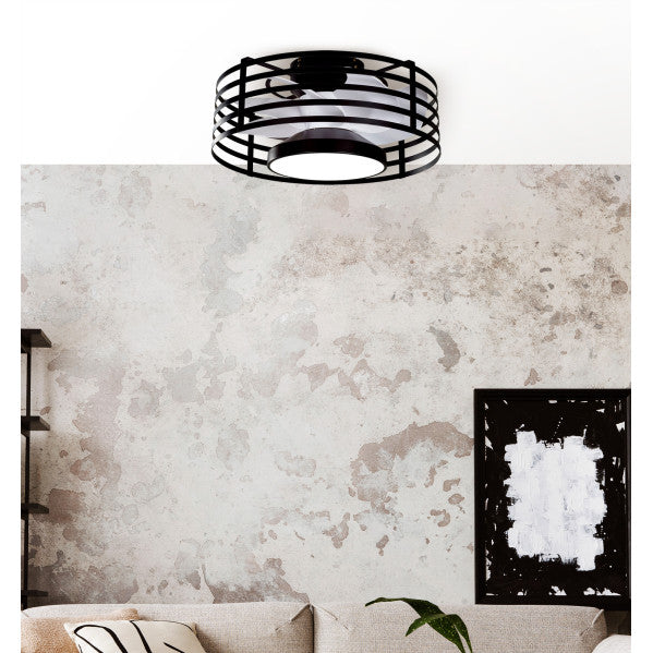 Ventilador de techo con luz Fabrilamp Xaloc LED negro blanco 7 palas motor DC Ø57cm 22W — vista 3