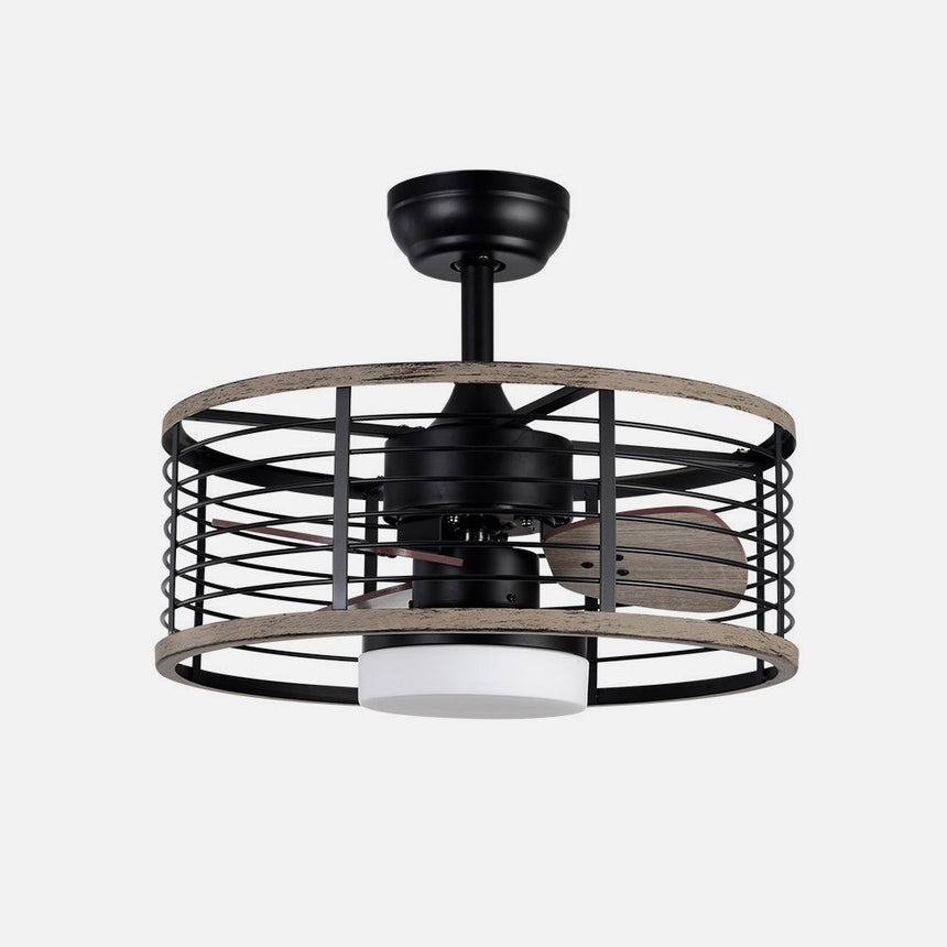 Ventilador de techo con luz Fabrilamp Pella LED negro madera 3 palas motor DC Ø50cm 24W — vista 2