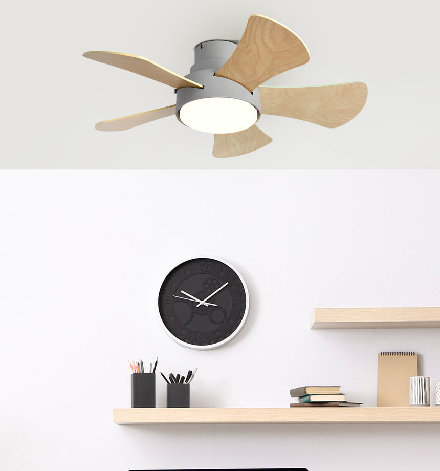 Ventilador de techo Fabrilamp Gregario LED gris blanco haya 5 palas motor DC 3000-6000K Ø82cm 25W — vista 4