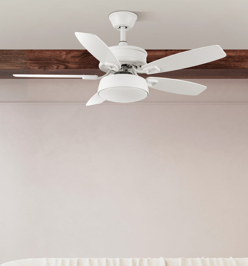 Ventilador de techo Fabrilamp Braw LED blanco haya 5 palas motor DC 3000-6000K Ø106cm 30W — vista 6