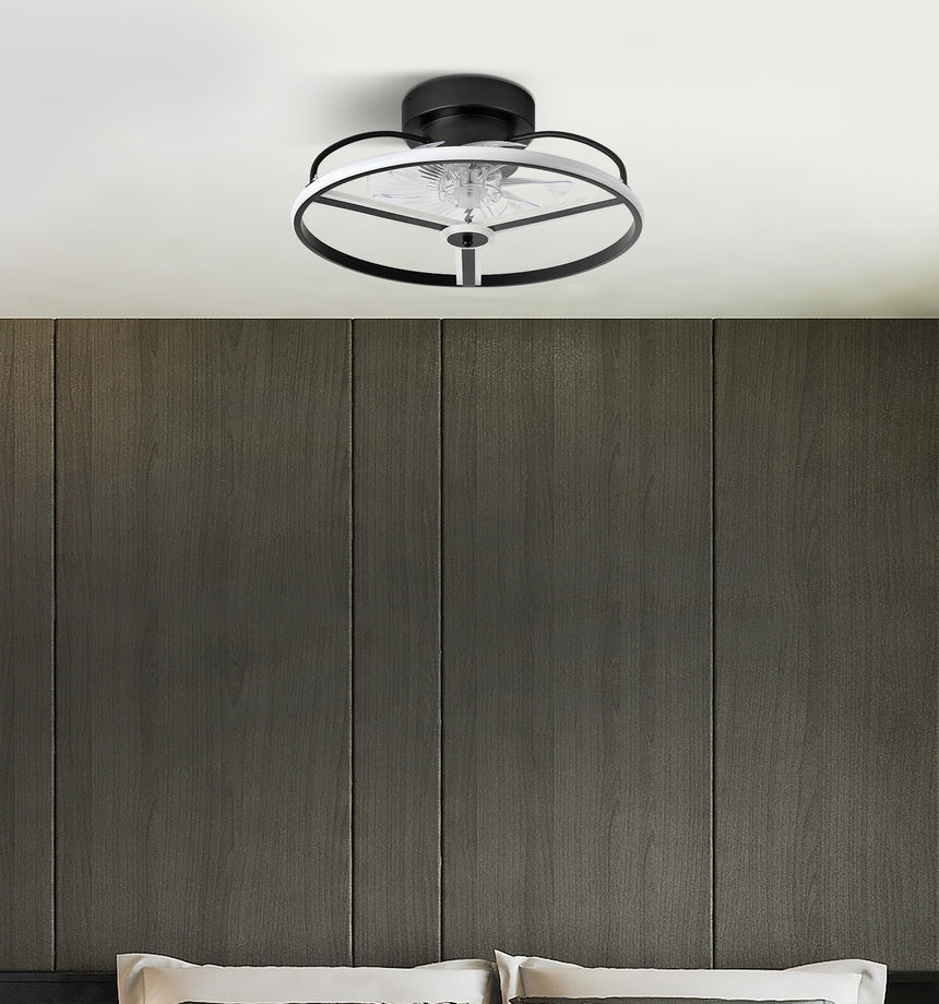 Ventilador de techo con luz Fabrilamp Bora LED negro 8 palas motor DC Ø50cm 60W — vista 4