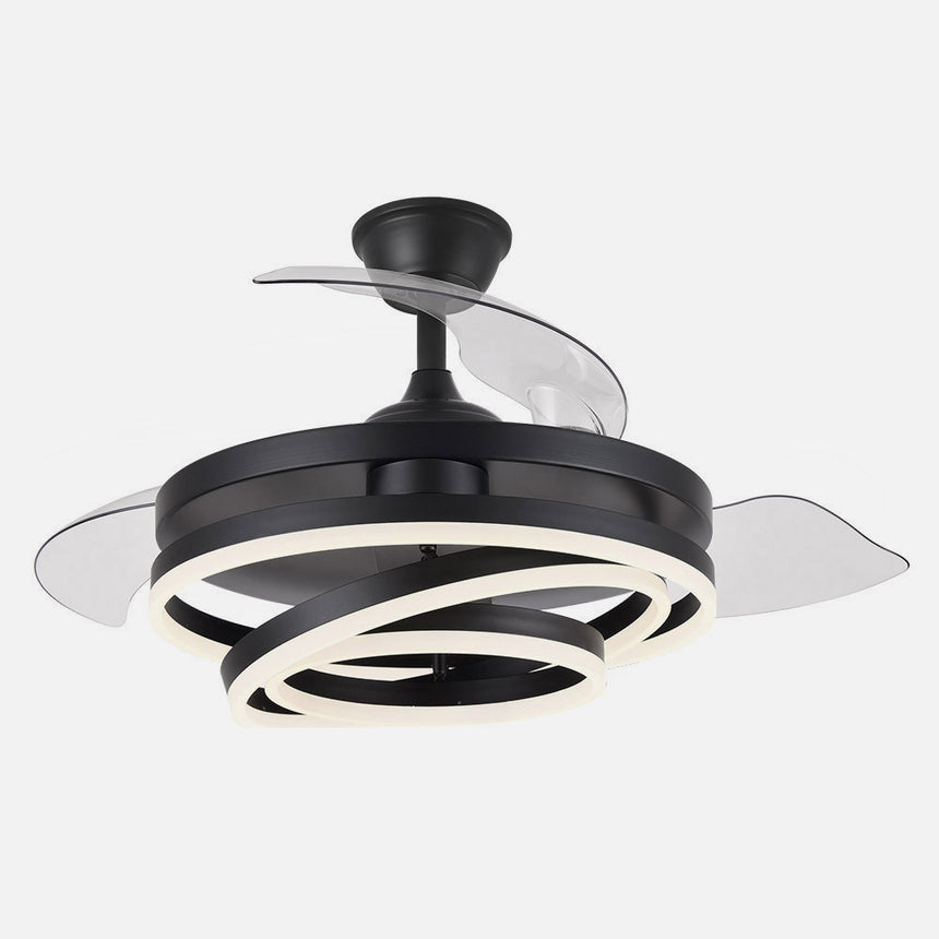 Ventilador de techo retráctil Fabrilamp Kai LED negro 3 palas motor DC 3000-6000K Ø107cm 72W — vista 2