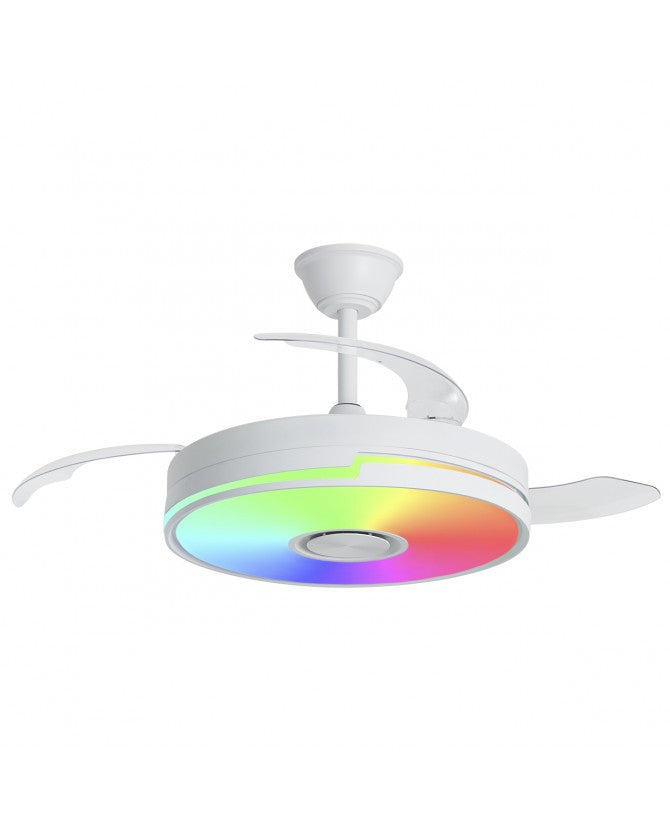 Ventilador de techo retráctil con luz AJP Auron LED negro 3 palas 3000-6500K Ø50cm 54W 16020