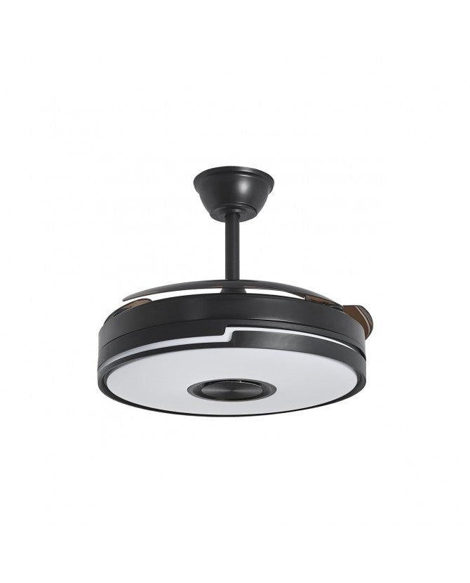 Ventilador de techo retráctil con luz AJP Auron LED negro 3 palas 3000-6500K Ø50cm 54W 16020