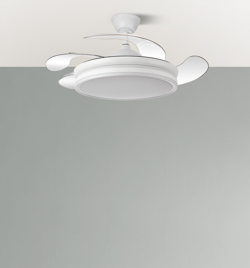 Ventilador de techo retráctil Fabrilamp Bayomo LED blanco 4 palas motor DC 3000-6000K Ø107cm 59W — vista 5