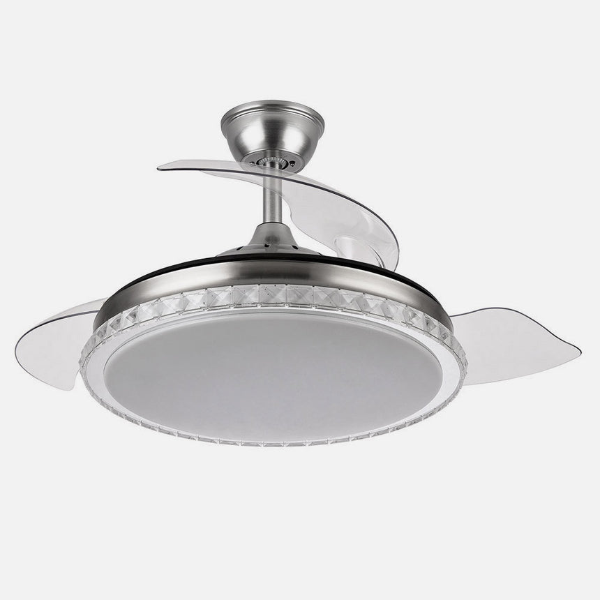 Ventilador de techo retráctil Fabrilamp Biliku LED níquel 3 palas motor DC 3000-6000K Ø107cm 59W — vista 2