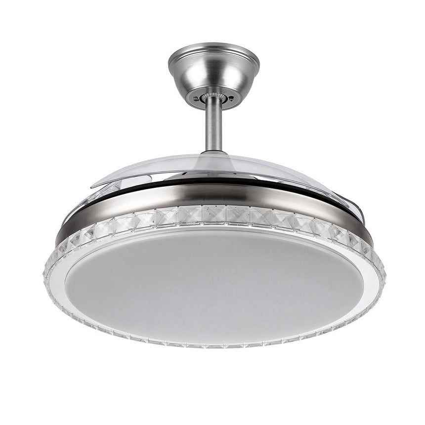 Ventilador de techo retráctil Fabrilamp Biliku LED níquel 3 palas motor DC 3000-6000K Ø107cm 59W — vista 3
