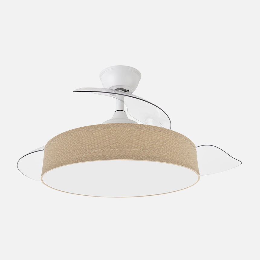 Ventilador de techo retráctil Fabrilamp Boga LED blanco beis 3 palas motor DC 3000-6000K Ø108cm 72W — vista 1