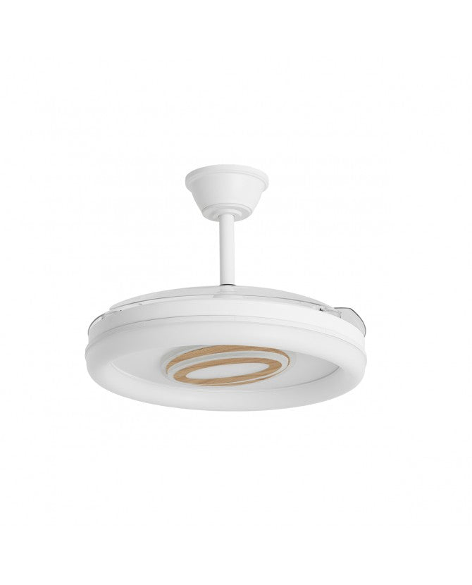 Ventilador de techo retráctil con luz AJP Bribón LED blanco madera 3 palas 3000-6500K Ø50cm 68W 16022