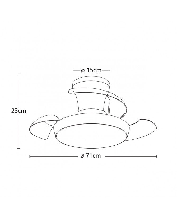 Ventilador de techo retráctil con luz AJP Cabrio LED madera 3 palas 3000-6500K Ø30cm 18W 16028