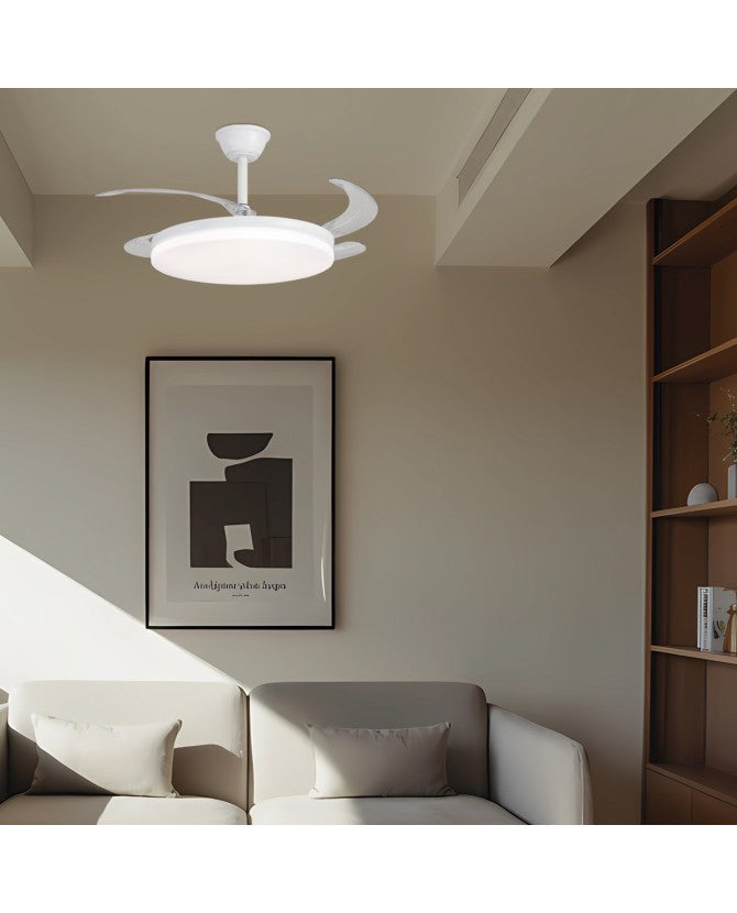 Ventilador de techo retráctil con luz AJP Creta LED blanco 4 palas 3000-6000K 30W 16026