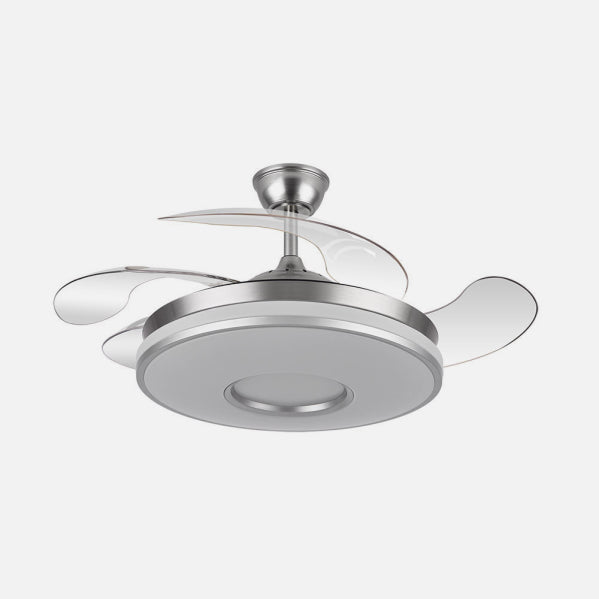 Ventilador de techo retráctil Fabrilamp Dani LED níquel 4 palas motor DC Ø106cm 59W 165391420