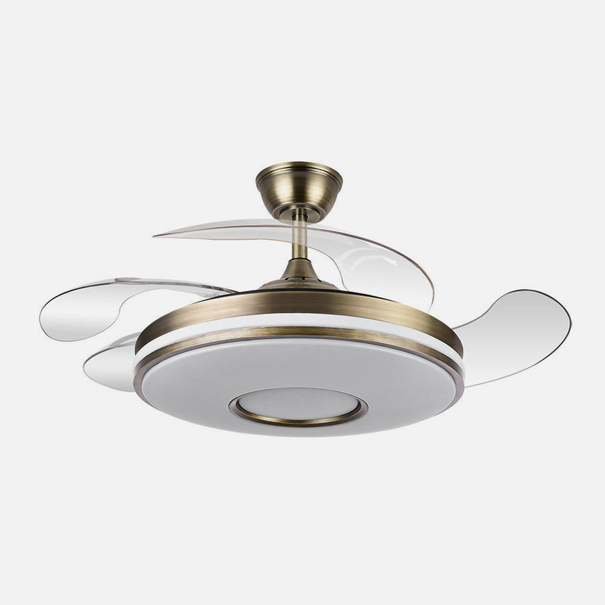 Ventilador de techo retráctil Fabrilamp Dani LED cuero 4 palas motor DC 3000-6500K Ø106cm 59W — vista 1