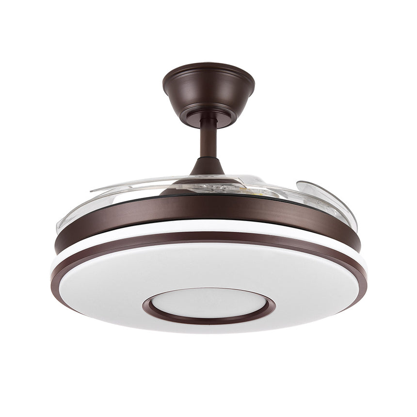 Ventilador de techo retráctil Fabrilamp Dani LED marrón 4 palas motor DC 3000-6500K Ø106cm 59W — vista 2