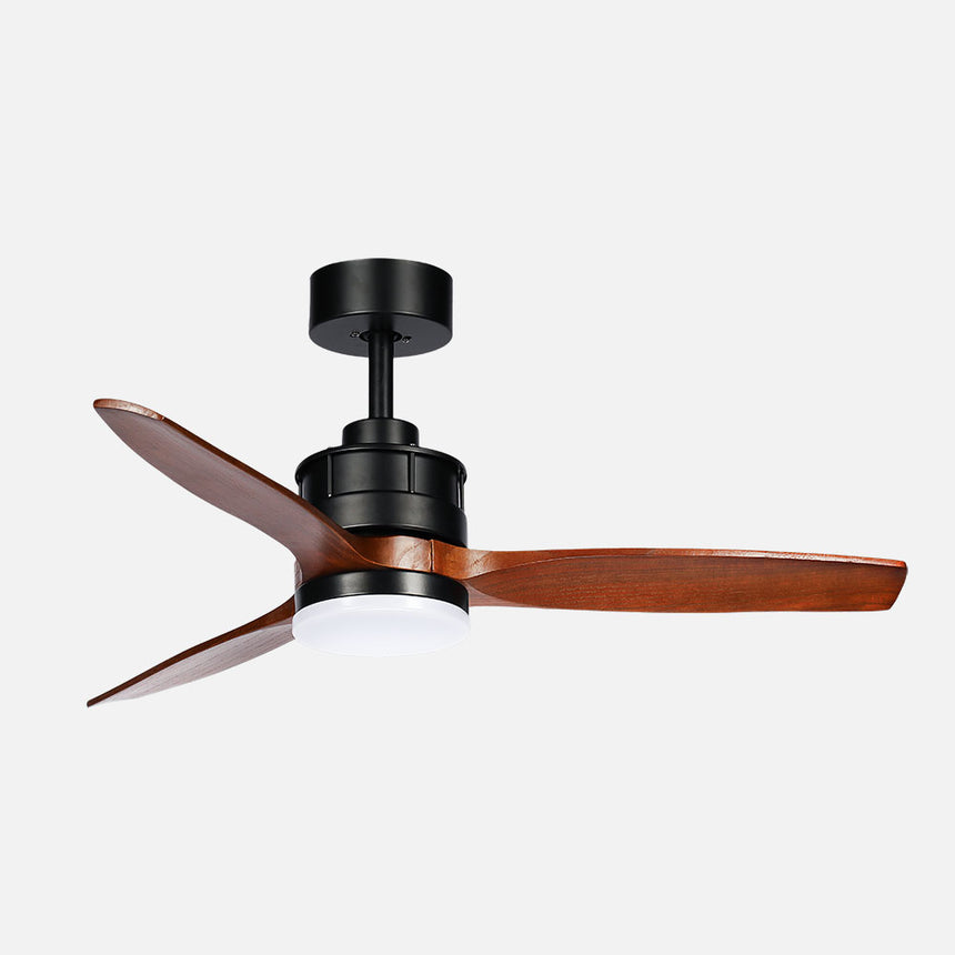 Ventilador de techo Fabrilamp Barrax LED negro roble 3 palas motor DC 3000-6500K Ø106cm 18W — vista 1