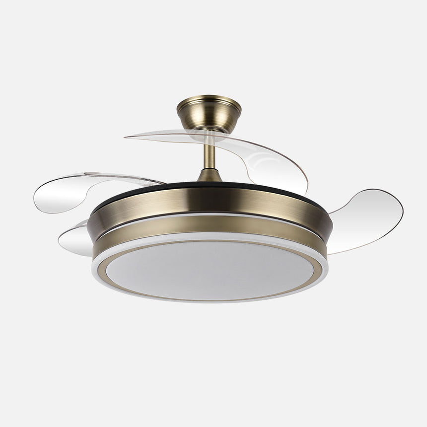 Ventilador de techo retráctil Fabrilamp Bayomo LED cuero 4 palas motor DC 3000-6000K Ø91cm 59W — vista 1