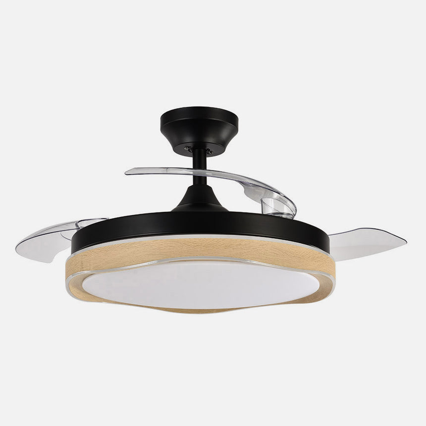 Ventilador de techo retráctil Fabrilamp Blondi LED negro madera 3 palas motor DC 3000-6000K Ø107cm — vista 2